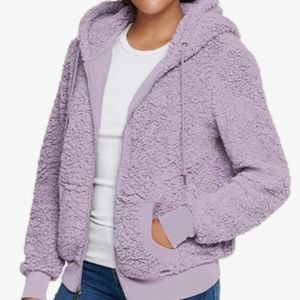 Marc New York Andrew Marc Lavender Teddy Fleece Full Zip Hooded Sweater